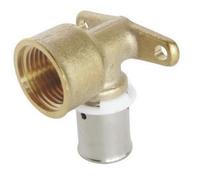 Applique à sertir femelle PER, coude femelle, compatible avec outils H, U, RF Installation rapide, résistance à la corrosion, pression max 10 bars (Ø12-1/2)