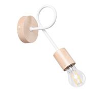 Applique Acier Blanc/Bois Naturel E27 1 Ember