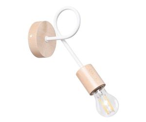 Applique Acier Blanc/Bois Naturel E27 1 Ember