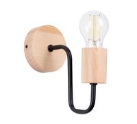 Applique Acier Noir/Bois Naturel E27 1 Timbo