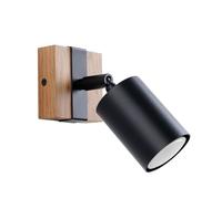 Applique Acier Noir/Bois Naturel GU10 1 Fager