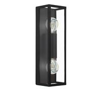 Applique AMEZOLA IP44 E27 2X60W en acier noir 110x0x380mm