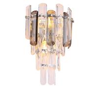 Applique applique murale lampe de chambre 2 flammes cristaux fumée clair H 34 cm