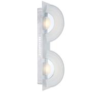 Applique, applique murale, lampe de couloir, lampe de couloir, lumière de cage d'escalier, lampe de chambre, 2 ampoules, verre chromé satiné, LED 5W 380Lm blanc chaud, LxP 46x6cm