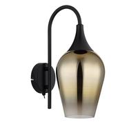 Applique applique murale lampe de couloir verre doré lampe de salon noir H 36 cm