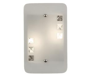 Applique applique murale salon verre 2 flammes cristaux, métal, 2x douille E14, H 28 cm