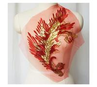 applique, Appliques de plumes à paillettes, patch à coudre, tissu en dentelle, maille brodée(Red(2))