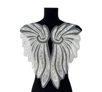 Applique attrayante en dentelle perlée ornée de perles et de paillettes pour robes de mariée, costumes de scène, spectacles de scène, aile