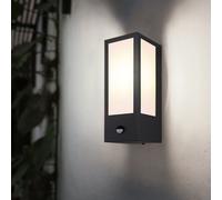 Applique murale avec détecteur de mouvement Lampe extérieure avec capteur Applique noire, métal, 1x douille E27, LxPxH 15,4x12x32 cm