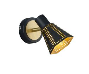 Applique avec spot orientable lampe de lit noir or, métal, perforations décoratives, 5,5W 470lm pourquoi blanc, LxH 9,5x17 cm