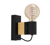 Applique BAILRIGG E27 1X40W en acier et bois noir et marron 55x0x135mm