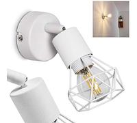 Applique Baripada, applique murale orientable en métal blanc, 1 flamme, 1 x E14, spot mural design rétro/vintage en grille avec effet lumineux, ampoule(s) non incluse(s)