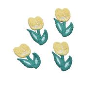 Appliqué Brodé Fleur de tulipe brodée en tricot, 20x30mm, 20 pièces, for bricolage, vêtements chapeau DIY(Yellow)