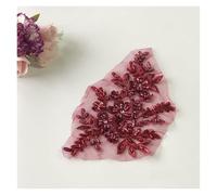 Applique brodée, Lot de 2 patchs brodés en dentelle et perles de fleurs 3D(Color14)