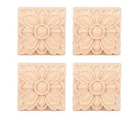 Applique carrée en forme de fleur sculptée pour porte d'armoire, meubles non peints pour une décoration de maison élégante (Style 2)