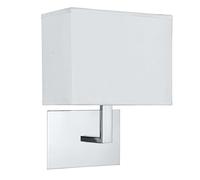 Applique chrome, abat-jour rectangulaire blanc en tissu acier doux chromé