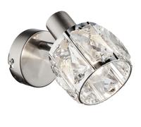 Applique cristaux de verre interrupteur salon chrome éclairage intérieur nickel mat, spot mobile, 1x E14, H 12,5 cm