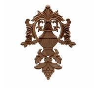 Applique d'angle décorative miniature en bois sculpté non peint, style vintage, pour meubles, murs, portes, placards, etc., 26 x 28 cm.