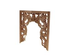 Applique d'angle en bois sculpté avec double dragon chinois - Décoration de meubles - 30 cm x 30 cm