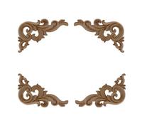 Applique d'angle sculptée en bois, Applique d'angle de meuble sculpté en bois, 4 pièces, plusieurs tailles, non peintes(11x20cm/4.3x7.9inch)