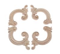Applique d'angle sculptée en bois, Applique d'angle décorative en bois sculpté, 2 paires gauche et droite non peintes, 4 pièces
