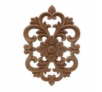 Applique d'angle sculptée en bois, Bois sculpté Onlay Applique non peint Floral Center sculpture décalcomanie plusieurs tailles(30x20cm/11.8x7.9inch)