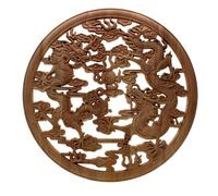 Applique d'angle sculptée en bois, Dragon chinois rond en bois sculpté, applique for décoration murale de meubles, 30cm ou 40cm(15.7L" x 11.8W")
