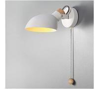Applique de Chevet avec Interrupteur à Tirette, Lampe Murale E14 Moderne Nordique Abat-jour en Métal Lampe de Lecture Réglable pour Chambre Salon Bureau Couloir Escalier,Blanc