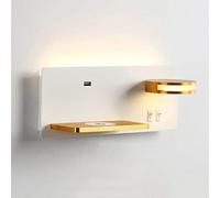 Applique de Chevet LED 11W avec 2 Interrupteurs, Port USB et Chargeur Sans Fil Inclus, Applique Murale Intérieur Blanc Chaud 3000K avec Liseuse 5W Orientable à 360° pour Chambre Salon,White right
