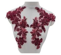 Applique de dentelle perlée Patch en dentelle de perles for vêtements, accessoires couture, bricolage, 1 paire(Color 1)