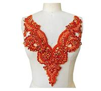 Applique de dentelle perlée Strass faits à la main sur corsage en dentelle, perles coudre, pierres, patchs de garniture, accessoire for robe(Color 1)