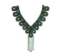 Applique de dentelle perlée Vintage broderie fleur col dentelle cristal perle strass chemise épaulette épaule Applique(C2 1piece)