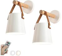 Applique De Ferme à Piles Décoration Murale Non Câblée Lampe Murale sans Fil Alimentée par Batterie Télécommande Industrielle Lampe Murale sans Fil pour Chambre à Coucher, White-2 Pcs