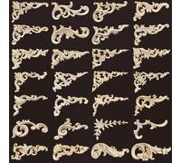 Applique de fleurs d'angle sculptées en bois, cadre non peint pour décoration d'armoire, miroir en bois, décalcomanie décorative pour moulage de meubles R 20cmX11cm