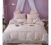 Applique de Lapin de Coton de Longue durée des années 60 Broide à Quatre pièces pour la Girl de cœur Couverture de Courtepointe Pure en Coton Pur (Couleur: Taille Verte: 1,5 m) (Rose 1,5 m)