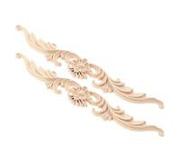 Applique de Meubles Onlay en Bois Applique en bois 2 pièces, bande sculptée, décor d'angle, décalcomanie fleur creuse, incrustations de chêne non peintes 20x2.5cm, mur porte meubles