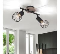 Applique De Plafond Spot En Bois Lampe De Cuisine Réglable Noir 2X E14