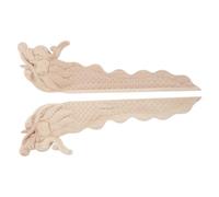 Applique Décorative Beige Dragon 2 Pièces en Bois Sculpté