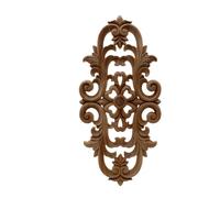 Applique décorative d'angle en bois de chêne non peint, motif floral ondulé, pour meubles, 60 cm x 20 cm.