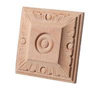 Applique décorative d'angle en bois sculpté, motif floral, non peinte, 8 cm x 8 cm.