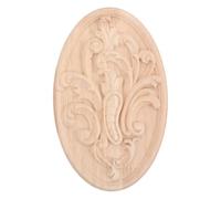 Applique Décorative en Bois Massif Ovale Style Européen pour Meubles | Surface Non Peinte, Finition Beige, Personnalisable Diy, pour Portes, Armoires et Miroirs Intérieurs