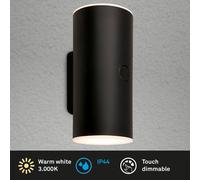 BRILONER - Applique LED rechargeable avec Touch, variateur d'intensité par paliers, minuterie de 15 min, appliques d'extérieur, 15,5x7x8 cm (hxlxp), noir