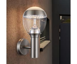 Applique d'extérieur Applique murale à LED Lampe d'extérieur en acier inoxydable Applique murale, sphère claire, 11W 750lm 3000K, LxHxP 15x31,7x17,3 cm