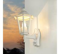 Applique d'extérieur avec détecteur de mouvement Paris en blanc design lanterne dans un style rustique étanche IP44 1xE27 idéal pour le jardin, la terrasse