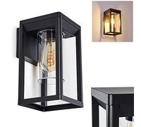 Applique d'extérieur Baoshan, lampe murale moderne en métal/plastique noir, applique carrée/cube avec douilles E27, lampe d'extérieur avec effet lumineux pour l'entrée, sans ampoules