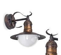 Applique d'extérieur Broni, lampe murale vers le bas dans un look antique en métal et plastique en brun/or, lampe murale, E27, lampe d'extérieur rétro/vintage pour terrasse et cour, sans ampoules