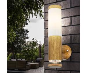 Applique d'extérieur en acier inoxydable LED Lampe d'extérieur balcon Applique murale d'extérieur, aspect bois avec LED décorative, 1x E27, LxH 8,5 x 35 cm