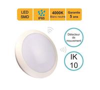 Applique d'extérieur - Hublot LED - 16W - Détecteur de mouvement - IP66 - IK10