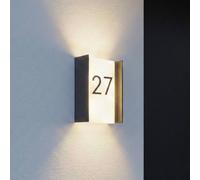 Applique d'extérieur LED Lindby Selqa, numéro de maison, anthracite, IP65 Selqa, noir, Métal, Moderne, Applique extérieure