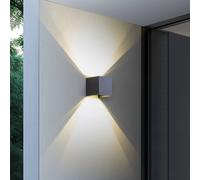 Applique d'extérieur LED Lindby Smart Dara, grise, angulaire, CCT RVB, Tuya Dara Lindby, dimmable, gris, Matière Plastique, Moderne